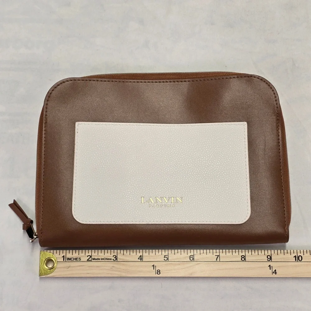 Lanvin Parfums Turkish Airlines‎ Amenity Pouch Brown Cream Travel Bag